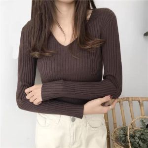 big sale ! New knitted v-neck long sleeve blouse/knitted top /longsleeve top