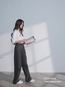 3COLOUR·S | Pima Cotton Tricolor Womens Long Sleeve White T-Shirt