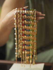 Retro Luxury Trifari Necklace Vintage Birthday Sash Gemstone Multicolor Mid-century Fashion Jewelry Accessories for Women