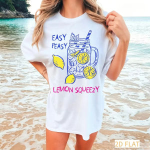 Sanrio | Aesthetic Lemon Print Short Sleeve Korean Style Casual T-Shirt Tops Versatile for Women Men Minimalist Summer Graphic Tee White