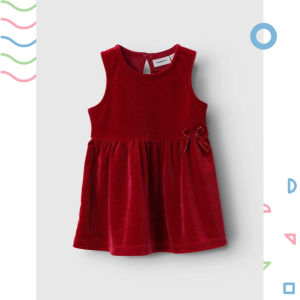 Đầm nhung đỏ cho bé gái 0-12m cổ tròn sát nách đầm xuất dư bé gái váy đầm đỏ giáng sinh cho bé váy đầm sơ sinh bé gái
