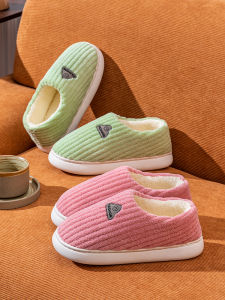 Full Coverage Cotton Slippers Indoor Home Anti-Slip Fleece Warm Thick Bottom Men Women Winter Home Comfortable Slip-On Shoes
