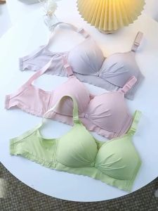 Breathable Stretch Padded Bra with Front Closure Non-Slip Seamless Design for Shape-Up Anti-Droop & No Bulge