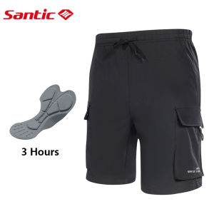 Santic Cycling Shorts Men Cargo Pants 4D Padding Road Bike MTB Shorts Breathable Quick Drying Pockets KM24C05188