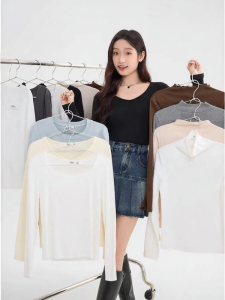 SANFU | Long Round Neck Slim Fit T-shirt Top Underwear