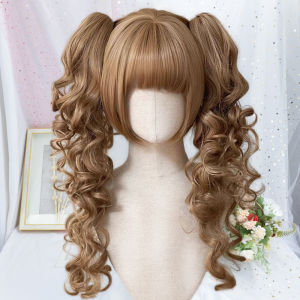 Lolita Style Double Tail Princess Fake Hair Full Head Cover Roman Curl Doll Sensation Early Girl Series School Uniform Compatible