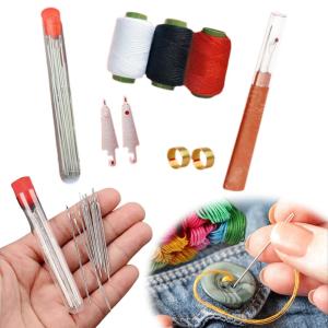 37 ชิ้น Big Nose Big Eye เข็มเหล็กชุดเครื่องมือเย็บชุดเครื่องมือ Threading อุปกรณ์ Crafting แบบพกพาชุดเย็บผ้า DIY