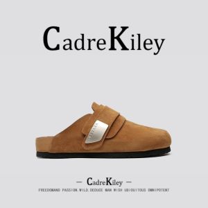 Luxury Trendy Genuine Leather Birkent Mules Mens Autumn Outdoor Cleanfit Flat Slip-On Casual Shoes Rubber Sole Pure Color