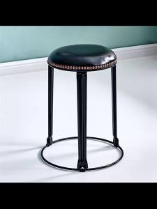 Space-Saving Thickened Iron Leather Padded Stool