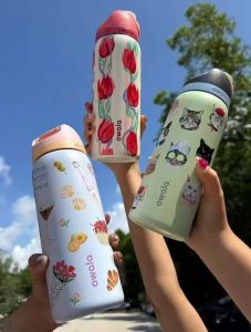 owaLa Double-Sided Detachable Insulated Cup Sports Water Bottle 304 Stainless Steel Vacuum Portable Large Capacity for Men and Women