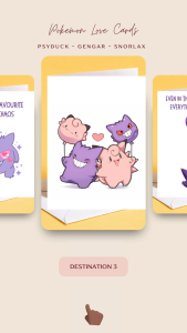Gengar Clefairy Cute Pokemon Cute Couple Card Love Card Cute Romantic Card Gift for Partner Crush Card