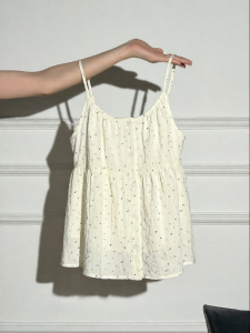 AUDISTY | Áo Camisole Voan Chấm Bi Không Tay Che Ngực Bên Dây Điều Chỉnh