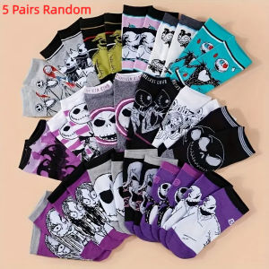 Disney | 5/10 Pairs of Novel Cartoon Christmas Jack Socks With Innovative Gothic Casual Mens and Womens Socks Halloween Crew Socks
