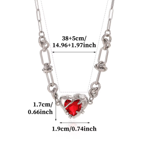 Thép Không Gỉ Zircon Trái Tim Chữ Thập Vòng Cổ Cho Nữ Vintage Thẩm Mỹ Dây Chuyền Tình Yêu Thời Trang Món Quà Trang Sức