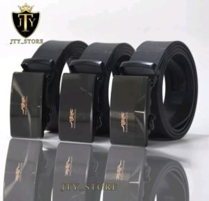 Ikat Pinggang Pria Hitam Kepala Reel Gesper Elegant Terbaru Motif Randum