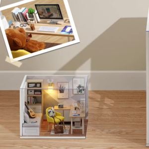 Wooden Doll House DIY Small House Kit Making Room Toys 3D Puzzle Assembly Building Model Toys for DollHouse Birthday Gifts