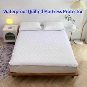 100% Waterproof Mattress Cover Quilted Cotton Mattress Pad with Elastic Bands in the 4 Corners Breathable Bed Cover