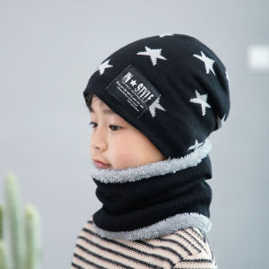 Northeast Harbin Tourism Equipment minus 40 Degrees Cold-Proof Kids Knitting Woolen Cap Scarf Set Thickened Fleece-lined