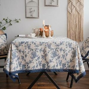 Nordic Table Cloth Art Cotton Pastoral Print Embroidery Tablecloth Tassel Coffee Table Cover Deco Dining Table Cloth COD
