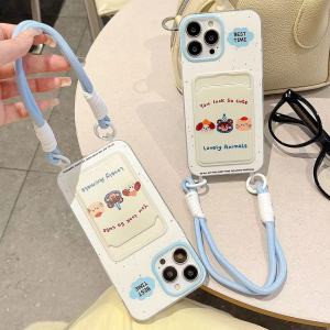 เคสโทรศัพท์ที่ใส่บัตรกระเป๋าเงินสายคล้องสำหรับ Iphone 15 Promax Iphone 15 Plus 16 14 13 12 11 Pro Max 7Plus X Xr Xs Max เคสป้องกันซิลิโคนลายการ์ตูนแมวน่ารักพร้อมสายคล้อง2024ใหม่เคสโทรศัพท์สไตล์ Ins