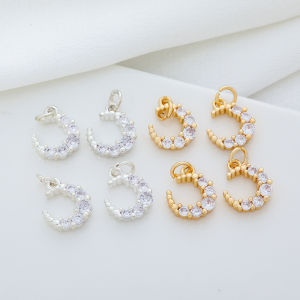 จี้พระจันทร์ทองชุบทอง 14K จี้ต่างหู สร้อยข้อมือ สร้อยคอ เครื่องประดับ DIY ทองแดงผสมอุตสาหกรรม จี้สีเงิน