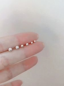 Mini Ear Bone Studs White Copper Plated Sleeping Friendly Womens Ear Stick Mens Ear Hole Jewelry No Need to Remove