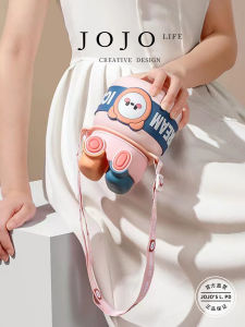 Cute Double Straw Insulated Stainless Steel Straw Cup round Cylinder Shape Thermal Cup by JOJOS L. PD. Leakproof And Sweatproof