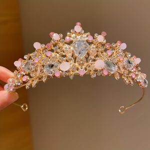 1 Piece Girls Crown Hair Hoop Rhinestone Decoration Beautiful Princess Hair Accessories for Birthday Party and Daily Wear
