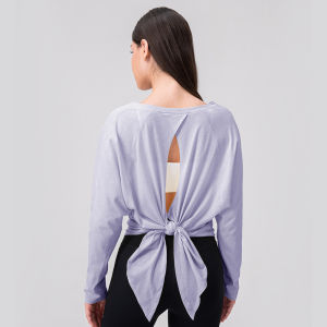 Loose Long Sleeve Yoga Top Womens Fitness Running Shirt Hollow out Backless T-Shirt Breathable Moisture Wicking Sports Tunica