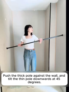 Adjustable Telescopic Rod No-Drill Curtain Rod Anti-Slip Shower Rod Heavy Duty Clothes Drying Rod Stainless Steel Pole