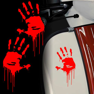 สยองขวัญฮาโลวีนเลือด Handprint สะท้อนแสงสติ๊กเกอร์รถตกแต่ง Moto รถหมวกกันน็อกกระจกการใช้ถังไวนิล Decal อุปกรณ์เสริม