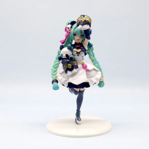 Bandai | 18cm Hatsune Miku Desktop Cute Action Figure Neko T-Shirt Ver. Anime Figurine Kawaii Girl Model Toy Gift