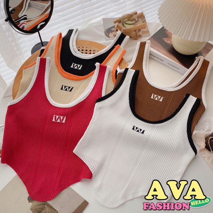 AVAFASHION🧸เสื้อครอปสายเดี่ยว ผ้าไหมพรม ดีเทลเกร๋ | Lazada.co.th