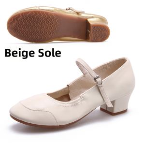 Silver Dance Shoes Womens Adult Genuine Leather Soft Bottom Not Tired Square Dance Shoes 2026 New Summer Dancing Shoes