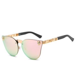 Gothic Skull Sunglasses Women Men Cat Eye Carved Metal Personality Rimless Reflective UV400 Sun Glasses