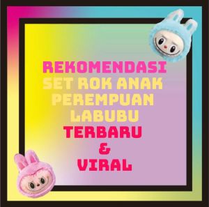 ONE SET ROK LABUBU BUNGA ANAK PEREMPUAN USIA 3 - 12 TAHUN BAHAN CRINCLE AIR FLOW PRODUK TERBARU / VIRAL