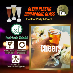 Bel Disposable Clear Plastic Champagne Glass 130ml and Wine Glass 200ml - Food Grade Material