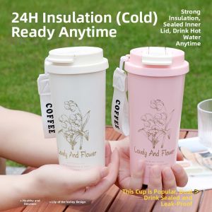 Thermal Straw Dual Drinking Car Cup with Handle