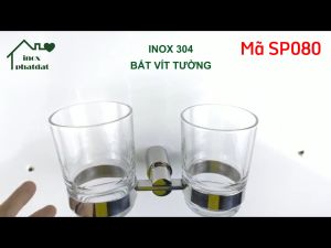 Kệ ly súc miệng Inox 304 PHÁT ĐẠT giá để ly gắn tường nhà tắm để ly đơn/đôi (SP080.081)