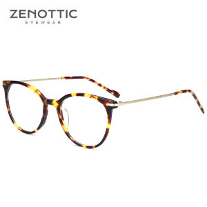 ZENOTTIC Vintage Acetate Pattern Glasses Bamboo Wood Eyewear Frame Men Women Classic Optical Spectacle Eyeglasses Retro Style