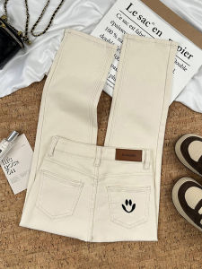High Waist Slim Fit Straight Leg Jeans Womens Khaki Color Autumn New Style Cotton Stretch Denim Anti-Wrinkle Zipper Closure