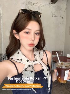 Cgediao | French Style Polka Dot Floral Scarf Light Summer Wear Accessory