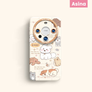 Huawei Mate80 pro Max Silicone Liquid Phone Case with Lanyard Ultra Thin Womens Style Cute Dog Design Full Cover New Model