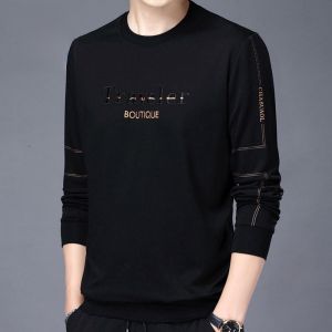 ROMON | เสื้อสเวตเตอร์คอกลมแขนยาวหลวมๆ สำหรับผู้ชาย ฤดูใบไม้ผลิและฤดูใบไม้ร่วง แฟชั่นลำลอง เสื้อยืดคอกลม ทรงพอดีตัว