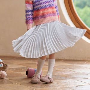 Little Naive | Princess Style Shiny Pleated Half Skirt for Girls