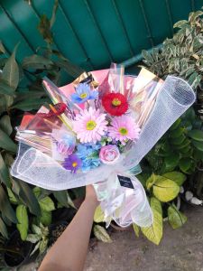 Buket Bunga Artificial Hologram / Hadiah Wisuda birthday Anniversary