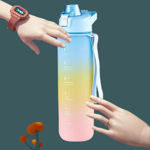 【Malaysian stock】 1000ML/2000ml Leakproof Sports Drinking Bottle Summer Large-Capacity BPA Free Plastic Water Cup，32oz High Temperature Resistant Portable Gradient Color Space Water Tumbler Big Student Water Bottle