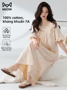 MiiOW | Đồ Ngủ Bông Cổ Áo Công Chúa Tay Ngắn Mới Hè