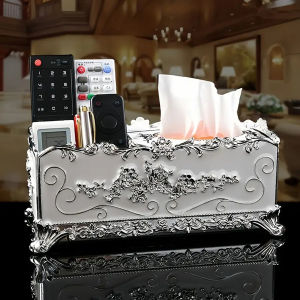 1PC Multifunctional European style tissue box living room desktop remote control storage box