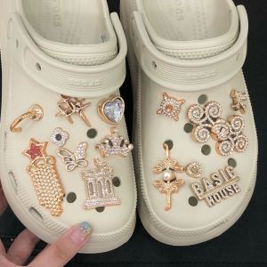14Pcs Crocs Jibbitz Charms New Chinese Luxury Style Butterfly Crystal Diamond Crown Shoe Buckle Detachable Shoe Decoration for Crocs